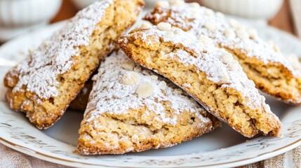 Delicious Golden Brown Scones with Powdered Sugar and White Chocolate Chips