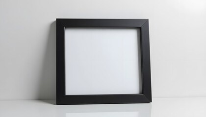 Elegant Black Picture Frame Mockup A Clean Minimalist Design for Your Artwork Display or Photography Presentation on a White Background