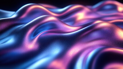 Fototapeta premium Iridescent Metallic Waves, Abstract Surface with Dynamic Light Play