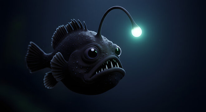 anglerfish in the deep ocean