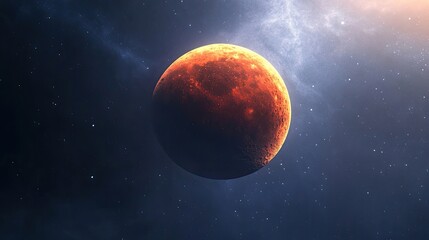 Red moon during partial eclipse