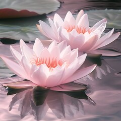 Serene Pink Water Lilies Dual Bloom Soft Focus