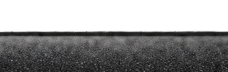 Smooth black asphalt road surface, isolated on transparent cutout background