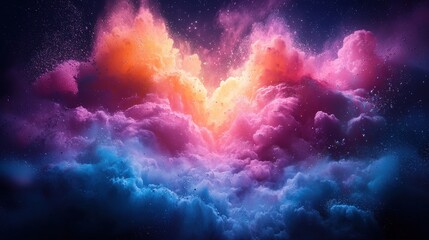 Fototapeta premium Colorful clouds illuminated in a cosmic atmosphere.