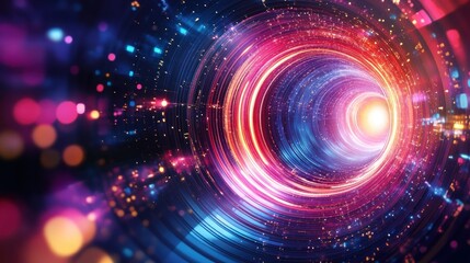 Obraz premium Futuristic Data Stream Through a Tunnel of Light and Information