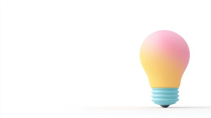 Colorful Light Bulb with Gradient Shades on White Background