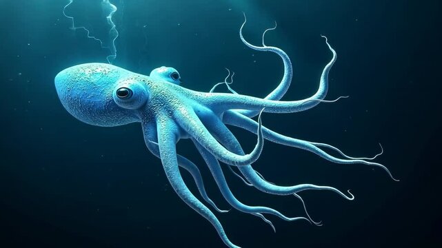 Ocean's Enigma: A Majestic Blue Octopus in its Underwater Realm