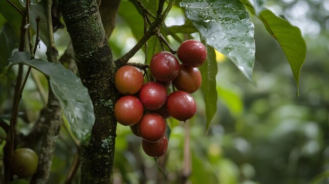 Jenipapo tree with a bunch of growing mature Jenipapo