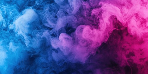 Colorful smoke on a black background, with pink and blue colored smoke