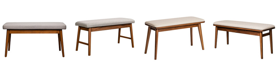 Fototapeta premium Empty wooden benches and tables showcased in a modern minimalist home interior design The clean
