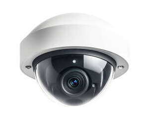 Modern CCTV security camera, isolated on transparent cutout background