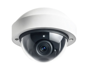 Modern CCTV security camera, isolated on transparent cutout background