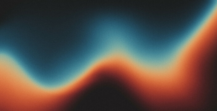 Vibrant rainbow, orange blue teal white psychedelic grainy gradient color flow wave on black background, music cover dance party poster design. Retro Colors from the 1970s 1980s, 70s, 80s, 90s style