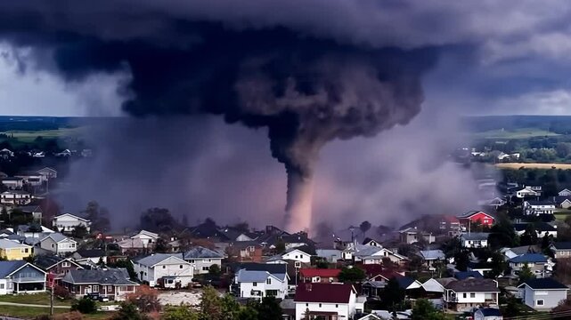 Powerful tornado strikes residential area, causing destruction and chaos in the community