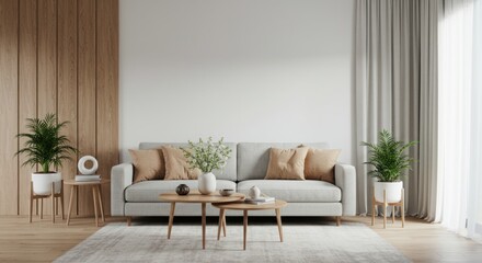 Fototapeta premium Minimalist Elegance: Blank Frame on a Sunlit Wall