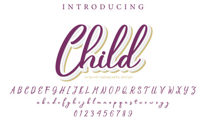 Child Font Stylish brush painted an uppercase vector letters, alphabet, typeface