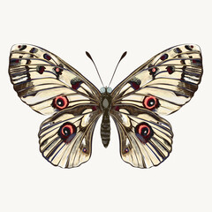 Beautiful vector illustration Apollo butterfly in vintage hand drawn style