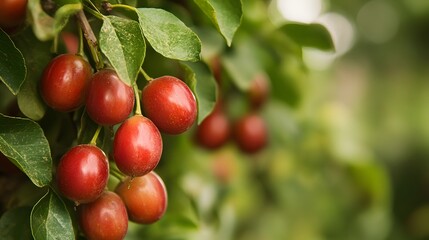 Jujube tree with a bunch of growing mature Jujube