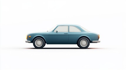 Fototapeta premium Retro Blue Sedan Car Model on White Background for Display Purposes