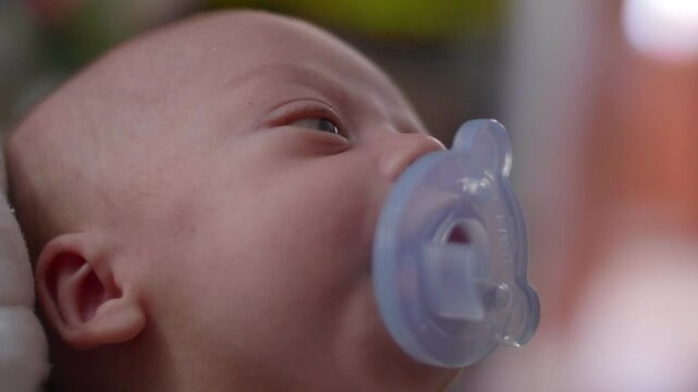 Infant Baby Boy Sucking Pacifier