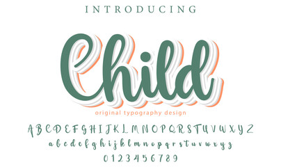 Child Font Stylish brush painted an uppercase vector letters, alphabet, typeface