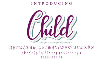 Child Font Stylish brush painted an uppercase vector letters, alphabet, typeface