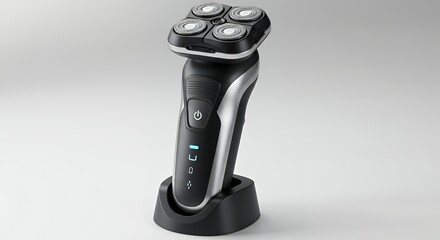 Modern Electric Shaver on Charging Stand for Smooth Grooming Routine