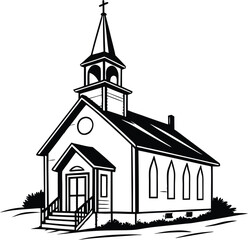 Christian Church Silhouette, Vector Design