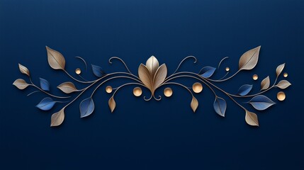 Beautiful blue and gold border with intricate gold flowers is displayed. The flowers are a combination of gold and blue, creating a stunning contrast