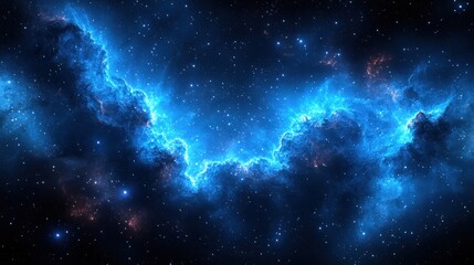 Cosmic nebulae; vibrant blue clouds; deep space; starfield backdrop