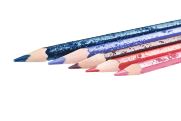 A bunch of colorful pencils, ready for drawing and writing, sparking creativity, isolated on white background.