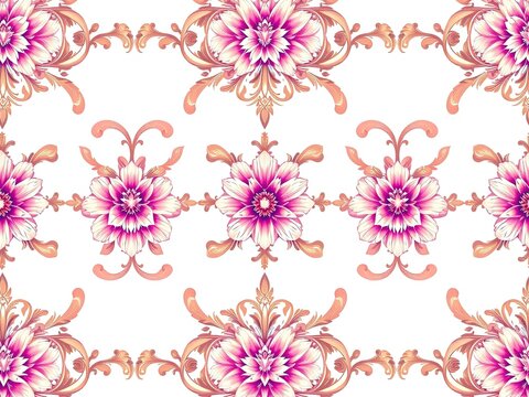 Baroque Floral Symphony: Intricate Pastel Patterns Dance