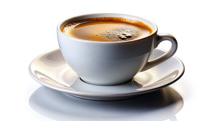 Night's gentle light illuminates an isolated white coffee cup, a minimalist still life.