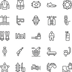 Scuba Diving Outline Vector Icons Pack