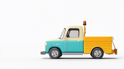 Colorful Vintage Pickup Truck With Bright Yellow and Blue Design
