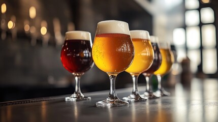 Craft beer tasting flight bar pub interior