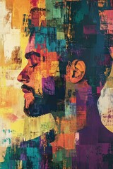 Fototapeta premium Colorful Abstract Portrait of a Man in Profile