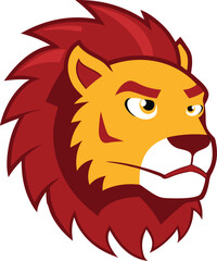 Fototapeta premium lion's head with a striking red and gold mane