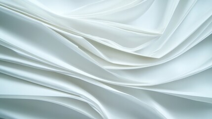 This image captures dynamic layers of white fabric flowing gracefully, portraying a sense of movement and artistic elegance that invokes feelings of calm and fluidity.