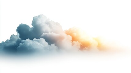 Soft Blue and Orange Clouds Against a Bright White Background