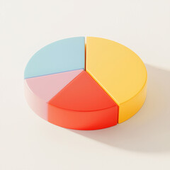 Queso tridimensional con porciones de colores. Concepto grafico de negocios o estadisticas