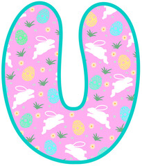 Happy easter day uppercase alphabet U