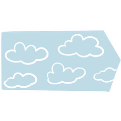 Cute blue cloud pattern label tag, perfect for journaling, scrapbooking, stickers, and digital design.