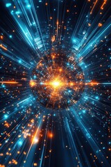 Naklejka premium Vibrant Abstract Light Burst with Dynamic Energy Flow