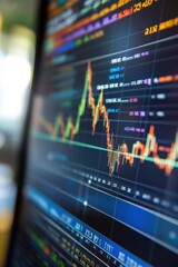 Stock market analysis with fluctuating graphs displayed