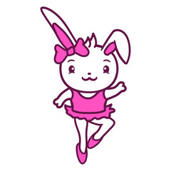 Bunny Tutu Ballerina Pirouette Turn Fun Girl Woman Design Lover Art Vector Illustration Card T-Shirt Poster Sticker Graphic Print Decorative Drawing Isolated Logo Decoration Symbol Creative Cool Style
