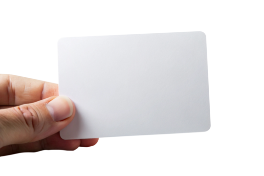 Rounded business card mock up. Business card mockup for your design template. Blank empty credit card mockup isolated on transparent background  