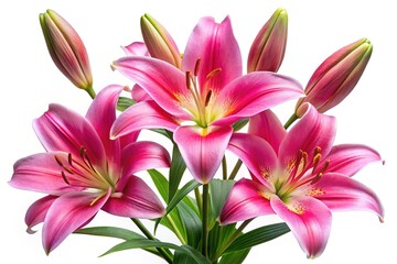 Fototapeta premium Pink Lily Flowers Transparent Background