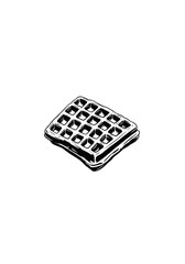 Black and White Vector Illustration of a Classic Square Waffle in Retro Engraving Style