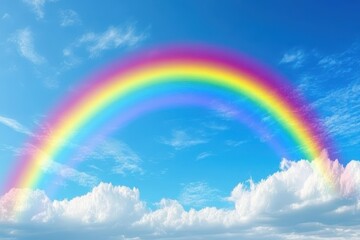 Vibrant Rainbow Arcing Across a Cloudy Blue Sky